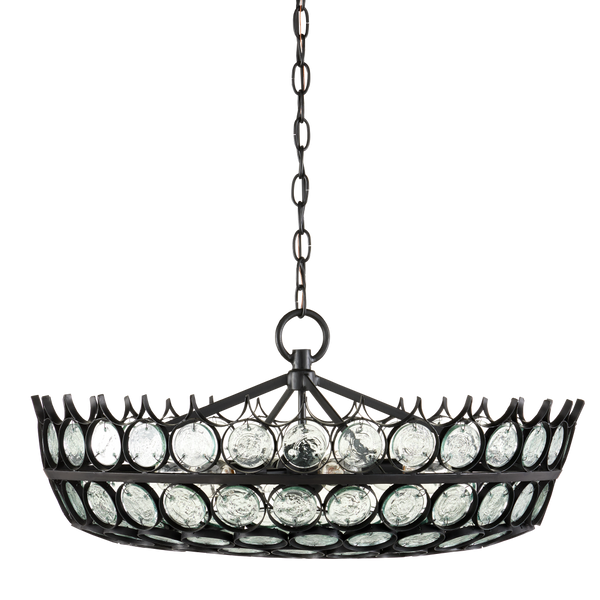 Augustus Chandelier - Stunning Recycled Glass & Wrought Iron Design, Contemporary Lighting Fixture