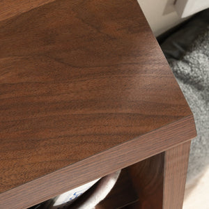 English Elm Bookcase, Medium Brown Engineered Wood With Adjustable Shelves & Dual-Purpose Footboard Design B356P402602