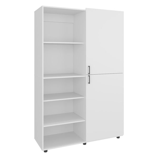 English Elm Wardrobe Spacious 72.4" H Two-Door Engineered Wood Closet with Five Shelves, Six Legs, Modern Appeal White 40.94 L x 29.13 W x 5.51 H B097S00204