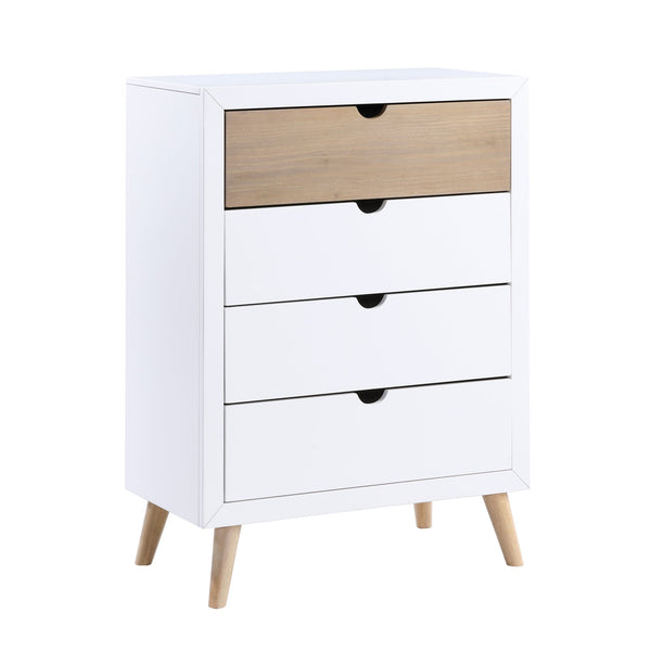 English Elm White Asker Two-Tone Storage Chest with Grooved Handles, Mid-Century Pine Veneer Dresser for Kids Bedroom B011P286909