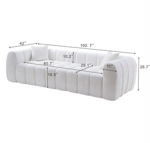 English Elm Marshmallow Cloud Sofa Oversized Boucle Four Seat Channel Tufted Living Room Couch White W5515P495925