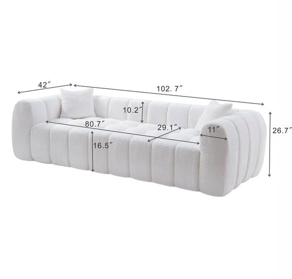 English Elm Marshmallow Cloud Sofa Oversized Boucle Four Seat Channel Tufted Living Room Couch White W5515P495925