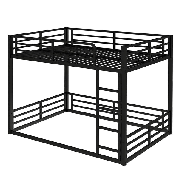 English Elm Metal Full Xl Bunk Bed Frame - Heavy-Duty, Noise-Reduced Design For Kids, Teens & Adults, Black Finish W1580S00159