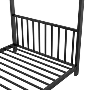 English Elm Twin Metal House Platform Bed with Slat Kit for Kids Sleepovers Sturdy Frame Elegant Silhouette 63.8"H Black MF322835AAB