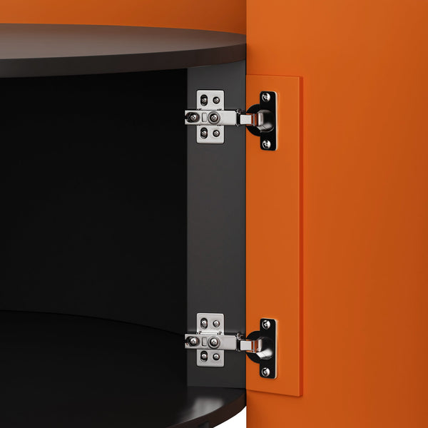 English Elm Nesting Modern Round Coffee Table Set with Sliding Extendable Top, Space-Saving MDF Design, 66lb Capacity Black W757P186977