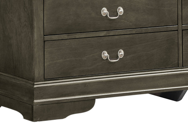 English Elm Louis Elegant 4-Drawer Chest with Carved Bases & English Dovetail Drawers, Tarnish-Resistant Hardware Gray 37 L x 62 W x 20 H B078108182