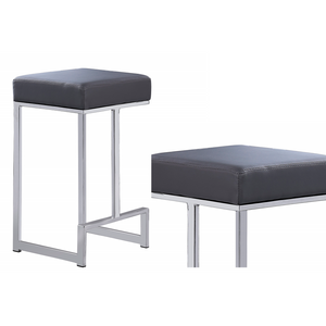 English Elm 25 in Backless Faux Leather Counter Stools with Polished Silver Pedestal Base Set of 2 Gray B011P496922
