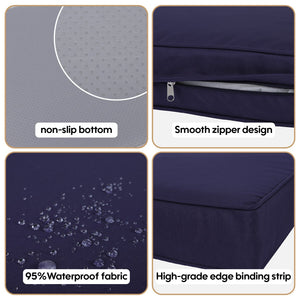 English Elm Cushion Chaise Lounge 75" Black White Striped Outdoor Seat and Back with Zipper, Removable Cover Navy Blue W419P199030