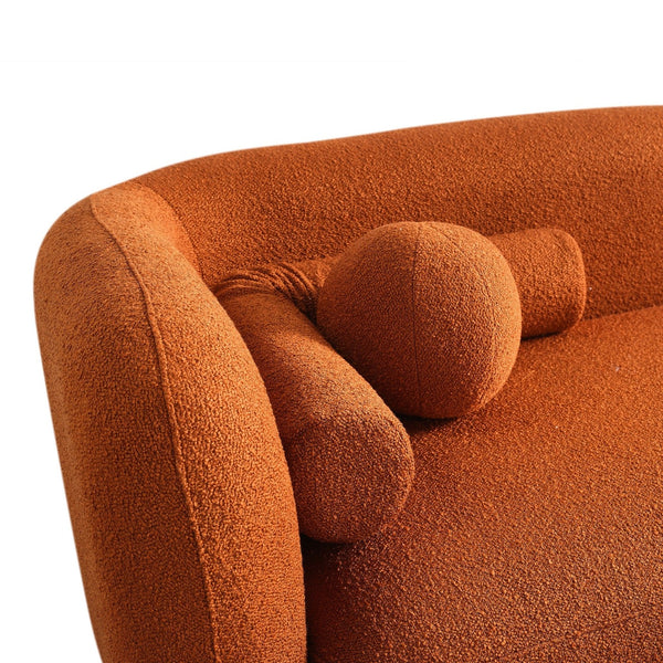 English Elm Donna Japandi Boucle Upholstered Sofa with Textured Fabric for Modern Living Rooms Brown,Burnt Orange,Orange B183P231855