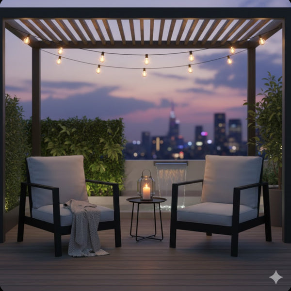 English Elm Set of 2 Outdoor Aluminum Patio Armchairs Rust Proof Frame with Plush Foam Cushions Black+ Gray B082P454983