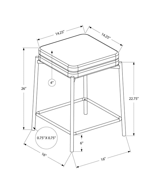 English Elm Barstool, Set Of 2 Counter Height Stools, Grey Fabric & White Metal, Modern Comfort For Kitchen B2710P287018