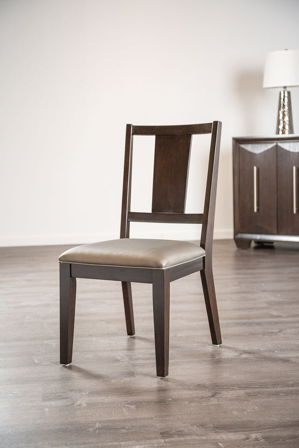 English Elm 2pc Side Chair with Mid-Century Angled Legs Upholstered Seat & Back, Warm Wood Frame Comfort Dark Gray,Espresso 23 L x 42 W x 15 H B2741P406253