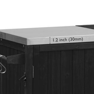 English Elm K&K 66.5" Outdoor Kitchen Island with 1.2" Stainless Steel Top, Ample Storage, Wheels & Bottle Opener Black N707P250629B