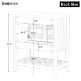 English Elm 30" White Modern Sleek Bathroom Vanity Elegant Ceramic Sink With Solid Wood Frame Open Style Shelf & Door Shelf Design