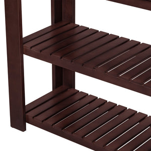 English Elm U_Style Modern Entryway Console Table With 4 Soft-Close Drawers & 2 Open Shelves For Organized Storage N711P241286D-GIGA