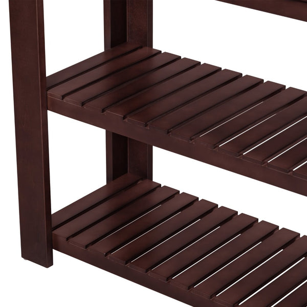 English Elm U_Style Modern Entryway Console Table With 4 Soft-Close Drawers & 2 Open Shelves For Organized Storage N711P241286D-GIGA