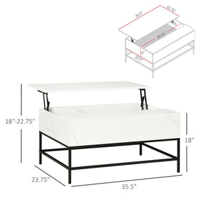 English Elm Nordic Lift Top Coffee Table with Hidden Storage and Marble Finish for Living Room T3971P406017