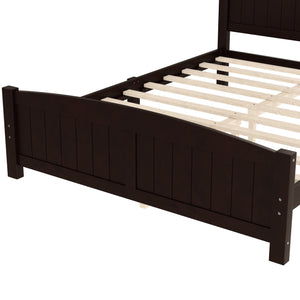 English Elm Queen Solid Wood Platform Bed Frame with Strong Support Slats, No Box Spring Needed, Modern White Finish Espresso W1580P374313