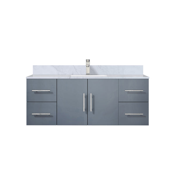 English Elm Dark Grey 48 in Bath Vanity with Carrara Marble Top, Soft-Close Drawers, Chrome Faucet Included B2731P258640