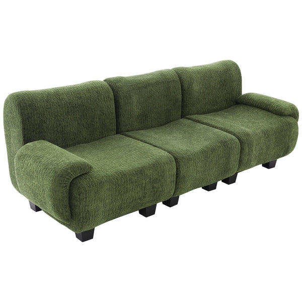 English Elm Oversized Chenille Chaise Lounge Deep Seat Sculptural Armrests Modern Living Room Retreat N763P326131F