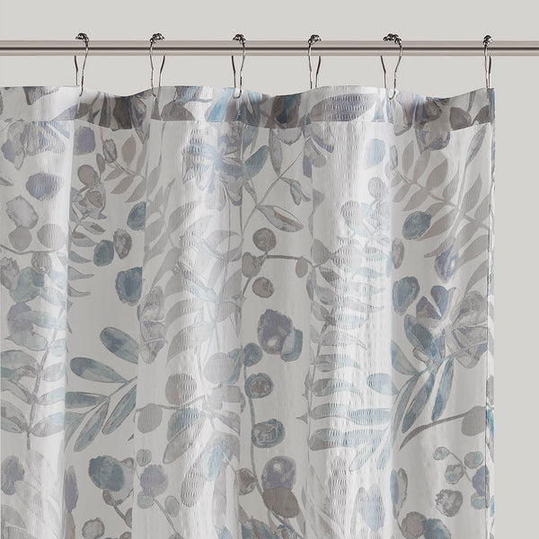 JLA Home Madison Park - Printed Seersucker Shower Curtain with Oversized Floral Print, Microfiber Texture, Durable 72x72 MP70-8328