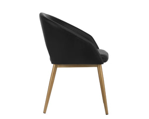 Sunpan THATCHER DINING ARMCHAIR - Stylish Faux Leather & Steel Frame for Modern Industrial Elegance Grey 102743
