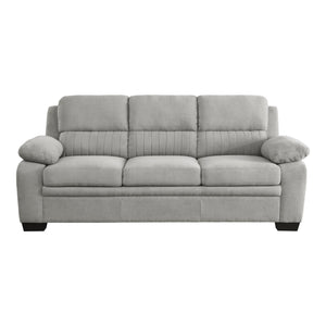 English Elm Modern Channel Tufted Sofa and Loveseat Set with Textured Polyester Upholstery Gray B011S01167