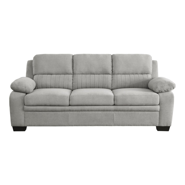 English Elm Modern Channel Tufted 3 Piece Living Room Set Pocket Coil Textured Fabric Sofa Suite Gray B011S01166
