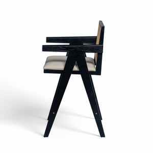 English Elm Christopher Knight Home® - 27" Woven Cane Back Bar Stool with Foam-Padded Polyester Seat, Durable Rubberwood Frame, 300lb Capacity Black+Natural,Cream Grey N780P237930B