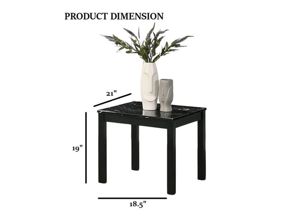 English Elm Contemporary 3-Piece Table Set With Faux Marble Top & Solid Wood Legs - Stylish Living Room Decor B2741P391801