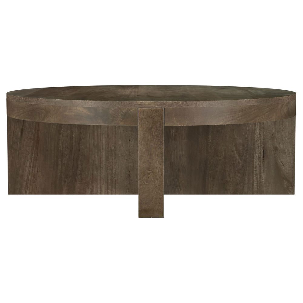 English Elm Alexander Round Solid Mango Wood Coffee Table - Elegant Low-Profile Design For Modern Living Rooms B062P299799