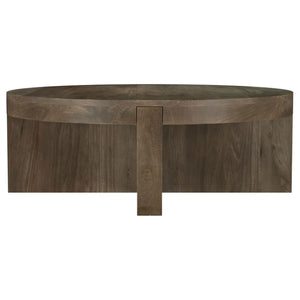 English Elm Alexander Round Solid Mango Wood Coffee Table - Elegant Low-Profile Design For Modern Living Rooms B062P299799