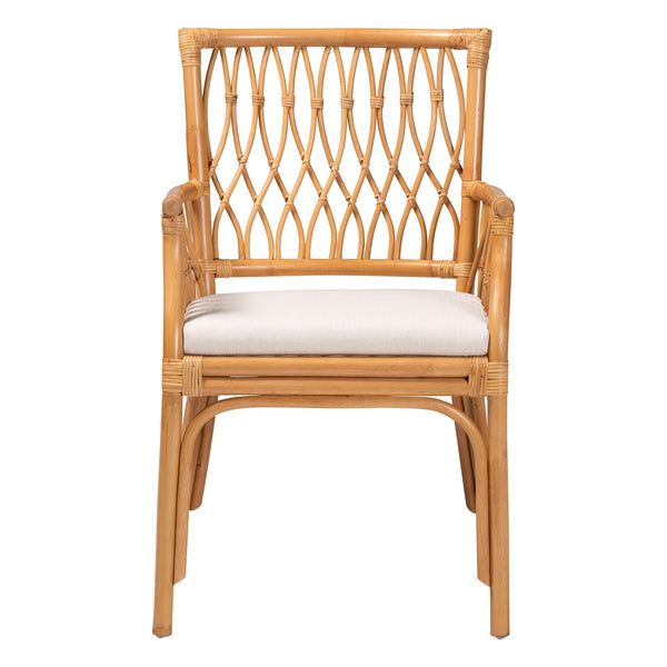 English Elm Bohemian Natural Rattan Accent Chair with Braided Arms for Eclectic Living Rooms B2750P467763
