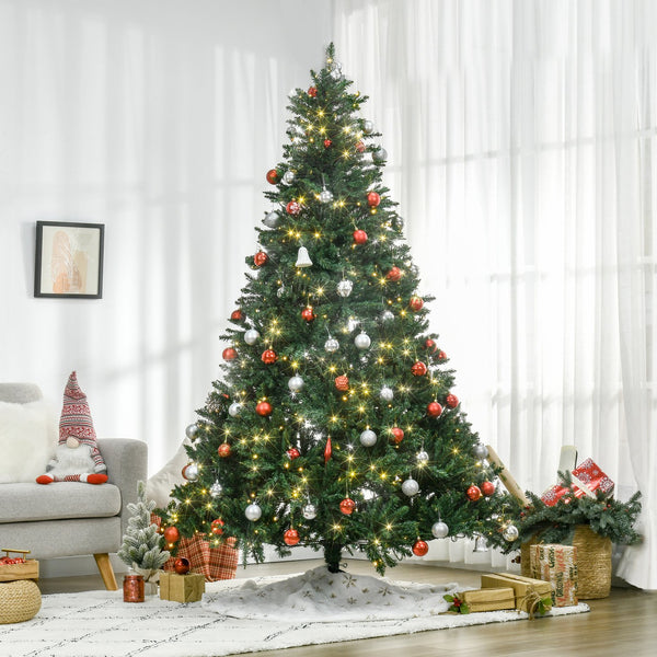 English Elm Homcom 7Ft Pre-Lit Douglas Fir Christmas Tree With 700 Warm White Leds, Realistic Look & Easy Setup W2225P249644