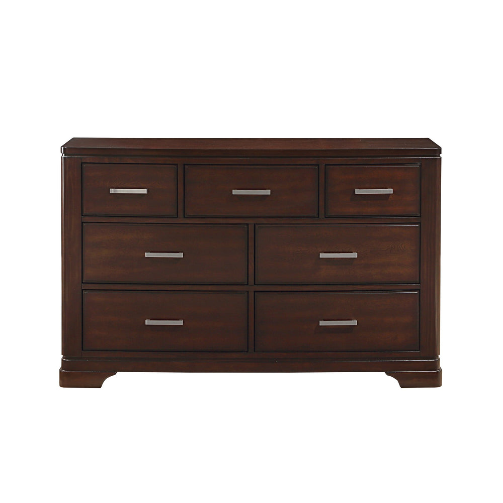 English Elm Modern 7 Drawer Birch Dresser with Chrome Pulls Transitional Bedroom Storage Cherry B011P469531