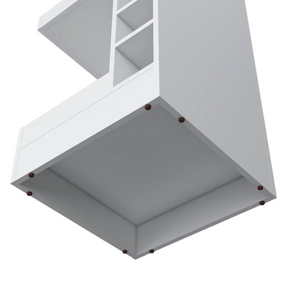 English Elm Glen Glen Lyon Bar Cabinet Corner White – Engineered Wood Wine Storage, Shelf & Lower Compartment, Durable Design B092P269907