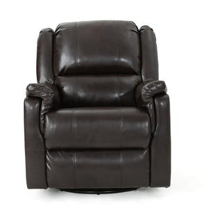 English Elm Christopher Knight Home® - Brown PU Glider Recliner Swivel Chair with Manual Recline, Compact Plush Seating for Small Spaces 61368.00PU