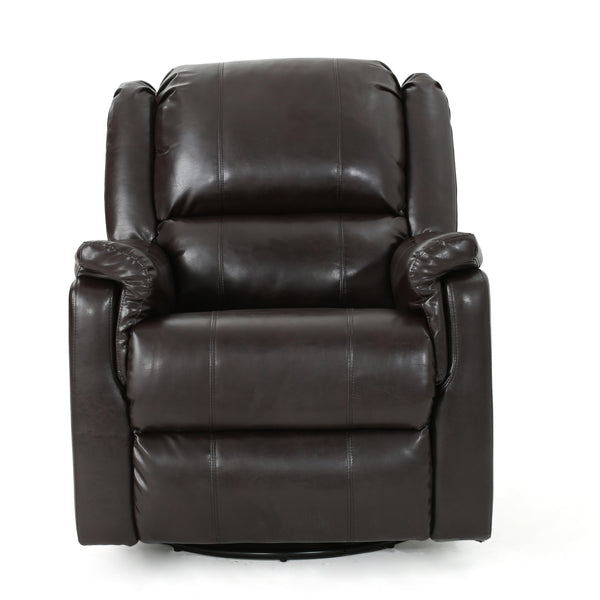 English Elm Christopher Knight Home® - Brown PU Glider Recliner Swivel Chair with Manual Recline, Compact Plush Seating for Small Spaces 61368.00PU