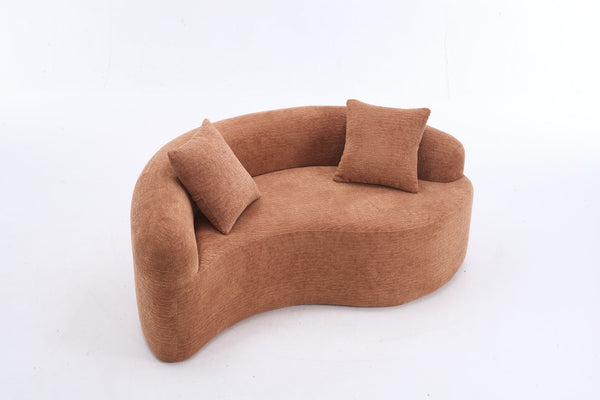 English Elm LY-042 Zen-Inspired S-Curved Dual-Depth Loveseat with Chenille Upholstery, Ready-to-Use Comfort Coral W2231P329722