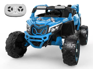 English Elm 24v Kids Ride on Utv with Parental Remote Independent Suspension and Bluetooth Audio Blue W3662P456695
