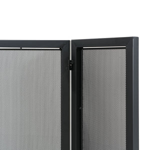 English Elm Quiana Three Panel Wrought Iron Hearth Screen Matte Black Mesh for Modern Loft Decor N775P386892B