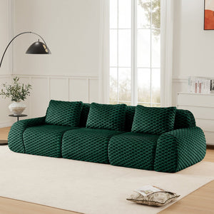 English Elm 114" Modular Cloud Sectional Sofa Flannelette Upholstery Deep Seat Living Room Couch Green W714S01525