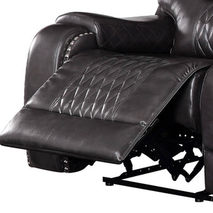 English Elm Braylon Magnetite PU Leather Manual Recliner Sofa with Diamond-Tufted Detail, Nailhead Trim, Cupholder and Storage Brown 91 L x 32 W x 29 H B2726P250935