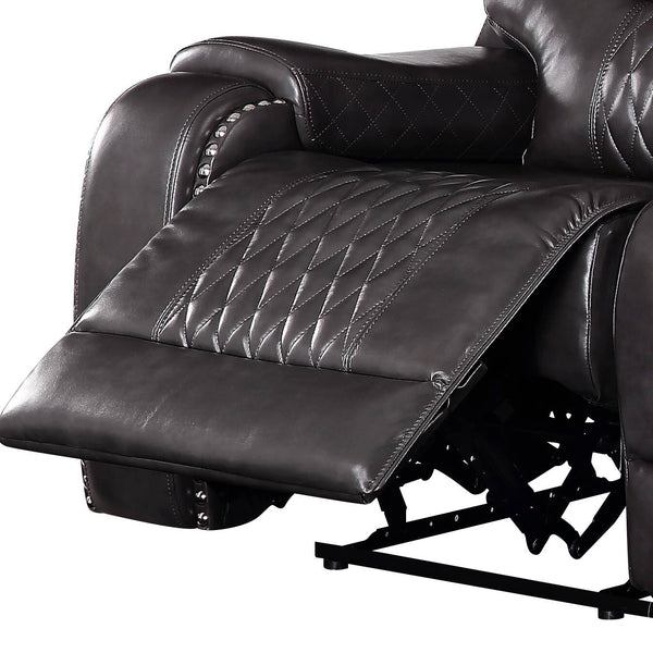 English Elm Braylon Magnetite PU Leather Manual Recliner Sofa with Diamond-Tufted Detail, Nailhead Trim, Cupholder and Storage Brown 91 L x 32 W x 29 H B2726P250935