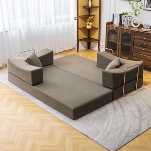 English Elm 2-In-1 Convertible Modular Sofa Bed With Memory Foam - Stylish Khaki Couch, No Assembly Needed! W3653P355640