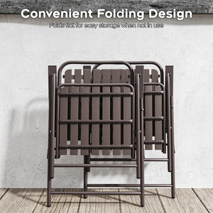 English Elm Brown Folding Patio Chair Set of 2 Wpc Slat Steel Frame Outdoor Seating 350lb W3979P392923