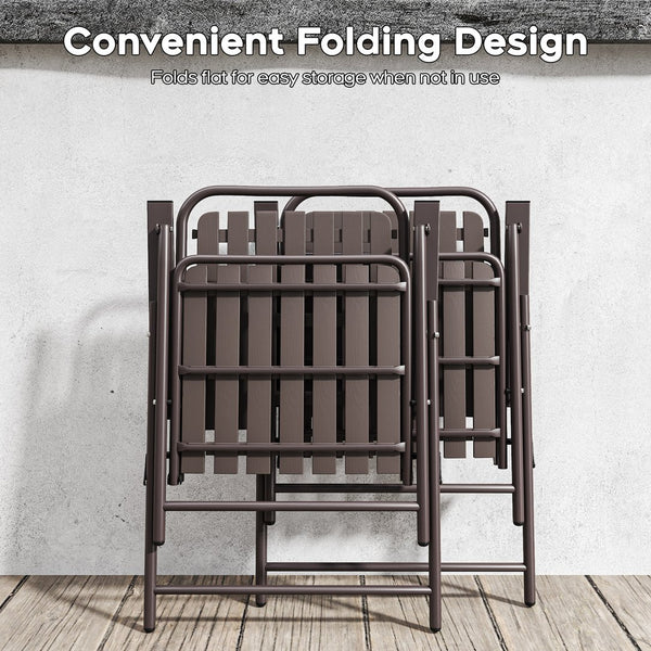 English Elm Brown Folding Patio Chair Set of 2 Wpc Slat Steel Frame Outdoor Seating 350lb W3979P392923
