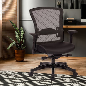 OSP Home Furnishings Executive Memory Foam Office Chair with Mesh Back Lumbar Support and Synchro Tilt Control 317-ME3R2C7KF7