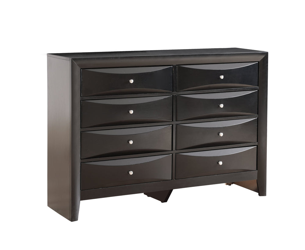 English Elm Marilla Modern 5-Drawer Chest with Dovetail Drawers, Wood Veneer Durability & Nickel Hardware Finish Black 43 L x 61 W x 19 H B078112176