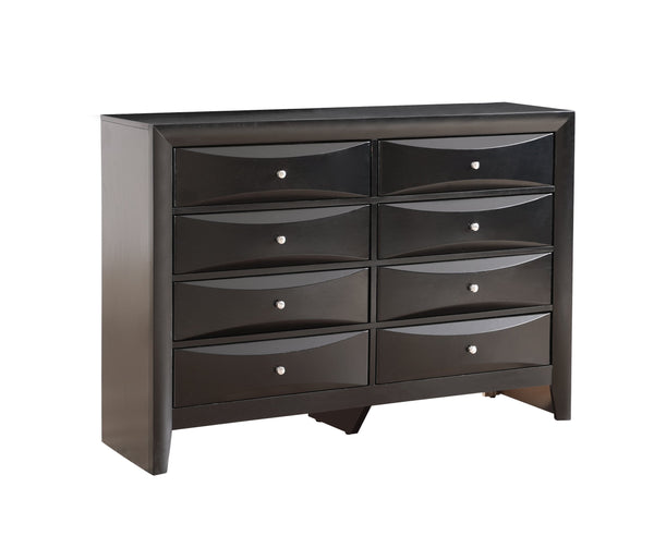 English Elm Marilla Modern 5-Drawer Chest with Dovetail Drawers, Wood Veneer Durability & Nickel Hardware Finish Black 43 L x 61 W x 19 H B078112176